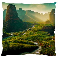 Mountains Trees Forest Large Premium Plush Fleece Cushion Case (Two Sides) from ArtsNow.com Back
