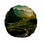 Mountains Trees Forest Standard 15  Premium Flano Round Cushions