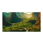 Mountains Trees Forest Satin Wrap 35  x 70 