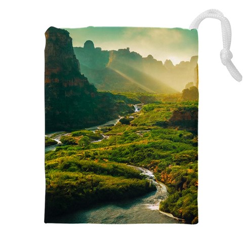 Mountains Trees Forest Drawstring Pouch (4XL) from ArtsNow.com Front