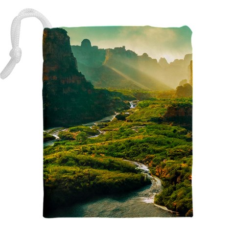 Mountains Trees Forest Drawstring Pouch (4XL) from ArtsNow.com Back