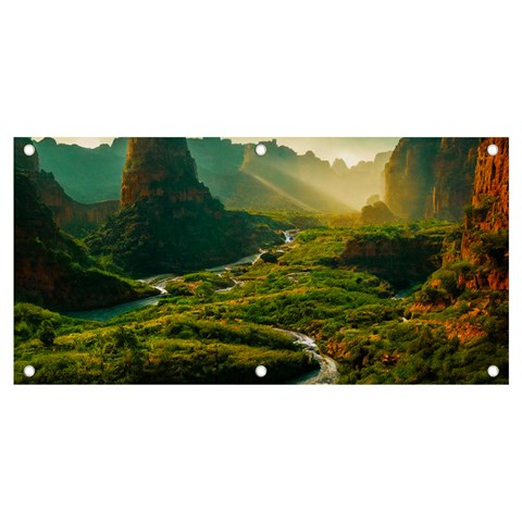 Mountains Trees Forest Banner and Sign 4  x 2  from ArtsNow.com Front