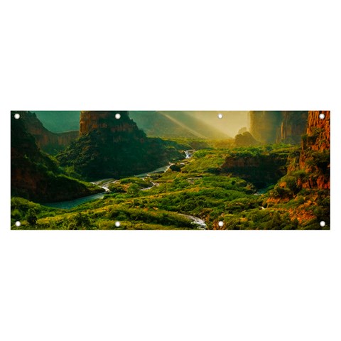 Mountains Trees Forest Banner and Sign 8  x 3  from ArtsNow.com Front