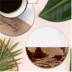 Mountains Trees Forest Classic Marble Wood Coaster (Round) 