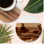 Mountains Trees Forest Marble Wood Coaster (Round)