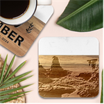 Mountains Trees Forest Marble Wood Coaster (Square)
