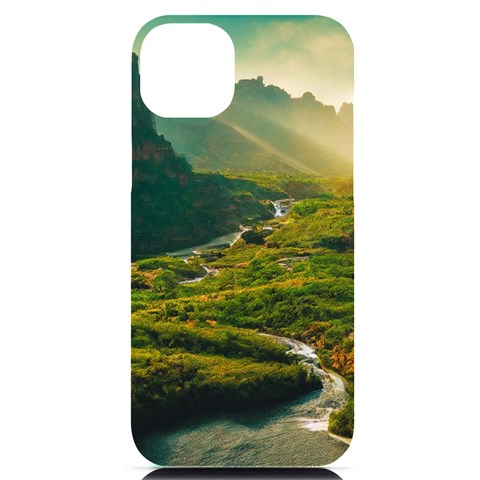 Mountains Trees Forest iPhone 14 Plus Black UV Print PC Hardshell Case from ArtsNow.com Front