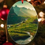 Mountains Trees Forest UV Print Acrylic Ornament Oval