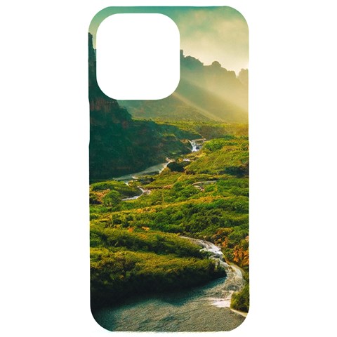 Mountains Trees Forest iPhone 15 Pro Max Black UV Print PC Hardshell Case from ArtsNow.com Front