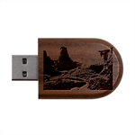 Mountains Trees Forest Wood Oval USB Flash Drive