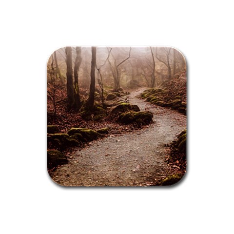 Path Trees Forest Fantasy Rubber Square Coaster (4 pack) from ArtsNow.com Front