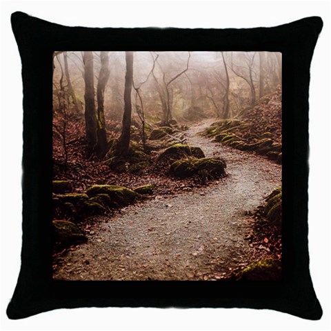Path Trees Forest Fantasy Throw Pillow Case (Black) from ArtsNow.com Front