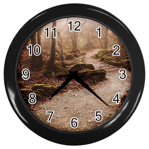 Path Trees Forest Fantasy Wall Clock (Black) from ArtsNow.com Front