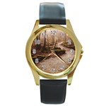 Path Trees Forest Fantasy Round Gold Metal Watch