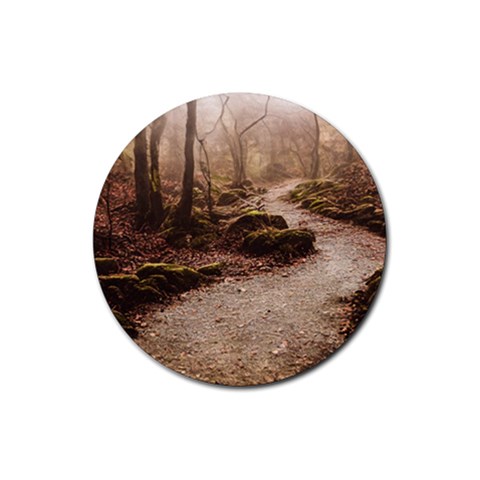 Path Trees Forest Fantasy Rubber Coaster (Round) from ArtsNow.com Front