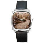 Path Trees Forest Fantasy Square Metal Watch