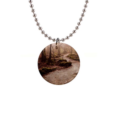 Path Trees Forest Fantasy 1  Button Necklace from ArtsNow.com Front