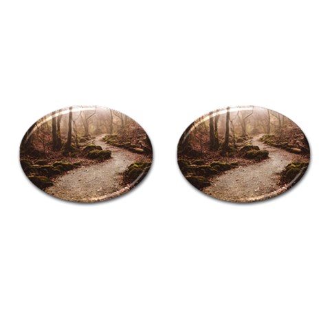 Path Trees Forest Fantasy Cufflinks (Oval) from ArtsNow.com Front(Pair)
