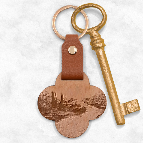 Path Trees Forest Fantasy Engraved Wood Key Chain from ArtsNow.com Front