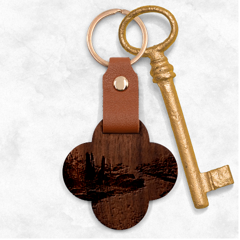 Path Trees Forest Fantasy Engraved Wood Key Chain from ArtsNow.com Front