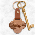 Path Trees Forest Fantasy Engraved Wood Key Chain