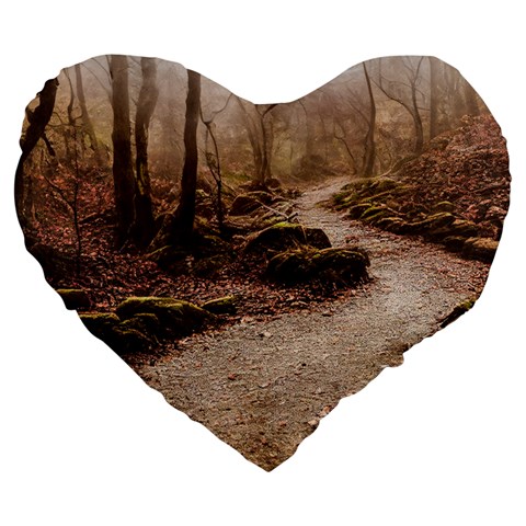 Path Trees Forest Fantasy Large 19  Premium Flano Heart Shape Cushions from ArtsNow.com Front