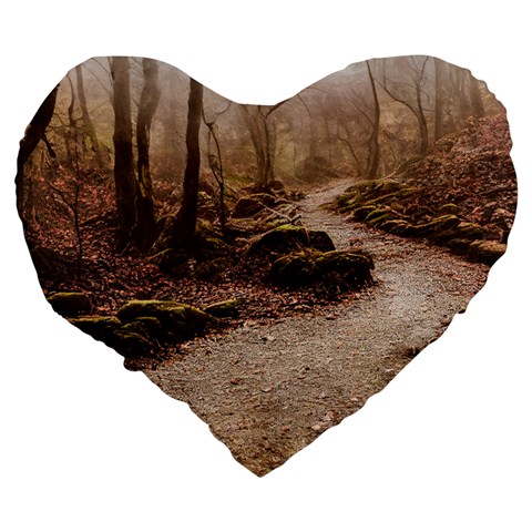 Path Trees Forest Fantasy Large 19  Premium Flano Heart Shape Cushions from ArtsNow.com Back