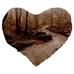 Path Trees Forest Fantasy Large 19  Premium Flano Heart Shape Cushions from ArtsNow.com Back