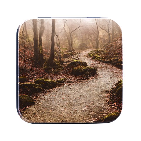 Path Trees Forest Fantasy Square Metal Box (Black) from ArtsNow.com Front