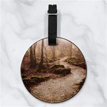 Path Trees Forest Fantasy Nappa Leather Luggage Tag Round