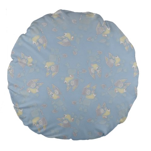 Bluey, Bluey merch, Bluey pattern, Bluey Bluey, bingo, Bluey design, bluey dog Large 18  Premium Flano Round Cushions from ArtsNow.com Front
