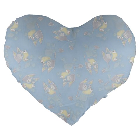 Bluey, Bluey merch, Bluey pattern, Bluey Bluey, bingo, Bluey design, bluey dog Large 19  Premium Flano Heart Shape Cushions from ArtsNow.com Front