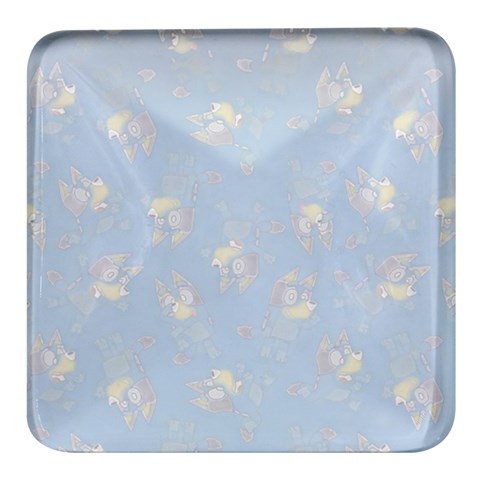 Bluey, Bluey merch, Bluey pattern, Bluey Bluey, bingo, Bluey design, bluey dog Square Glass Fridge Magnet (4 pack) from ArtsNow.com Front
