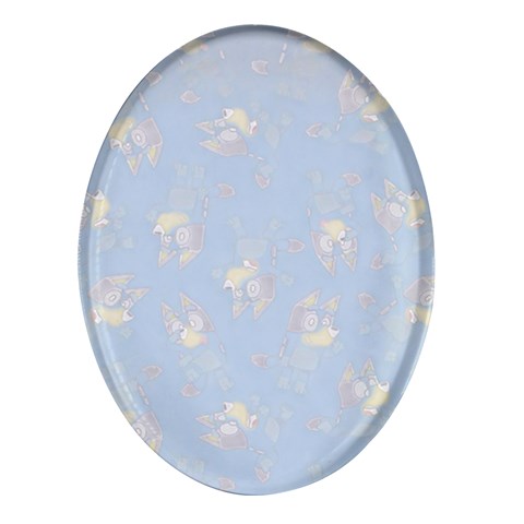 Bluey, Bluey merch, Bluey pattern, Bluey Bluey, bingo, Bluey design, bluey dog Oval Glass Fridge Magnet (4 pack) from ArtsNow.com Front