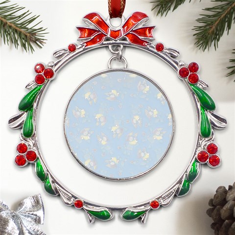 Bluey, Bluey merch, Bluey pattern, Bluey Bluey, bingo, Bluey design, bluey dog Metal X mas Wreath Ribbon Ornament from ArtsNow.com Front