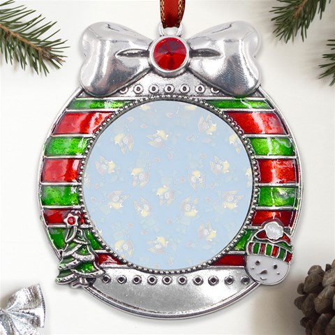 Bluey, Bluey merch, Bluey pattern, Bluey Bluey, bingo, Bluey design, bluey dog Metal X Mas Ribbon With Red Crystal Round Ornament from ArtsNow.com Front