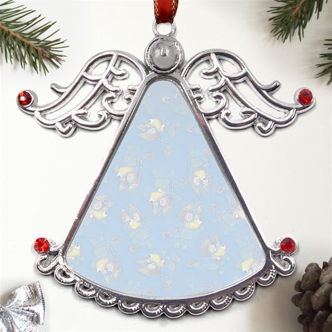 Bluey, Bluey merch, Bluey pattern, Bluey Bluey, bingo, Bluey design, bluey dog Metal Angel with Crystal Ornament from ArtsNow.com Front