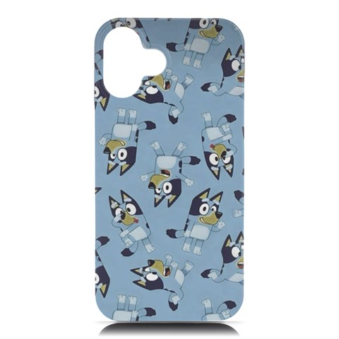 Bluey, Bluey merch, Bluey pattern, Bluey Bluey, bingo, Bluey design, bluey dog iPhone 16 Plus Black UV Print PC Hardshell Case from ArtsNow.com Front