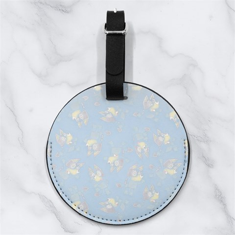 Bluey, Bluey merch, Bluey pattern, Bluey Bluey, bingo, Bluey design, bluey dog Nappa Leather Luggage Tag Round from ArtsNow.com Front