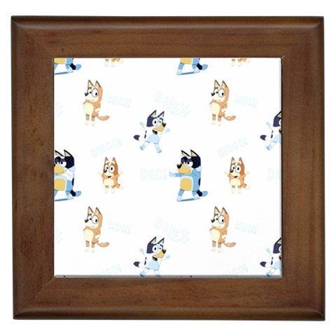 Bluey, Bluey merch, Bluey pattern, Bluey Bluey, bingo, Bluey design, bluey dog Framed Tile from ArtsNow.com Front