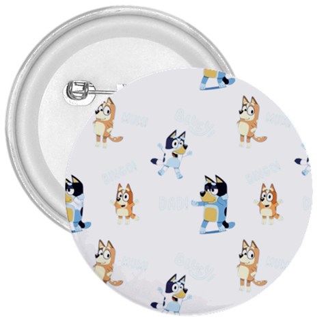 Bluey, Bluey merch, Bluey pattern, Bluey Bluey, bingo, Bluey design, bluey dog 3  Buttons from ArtsNow.com Front