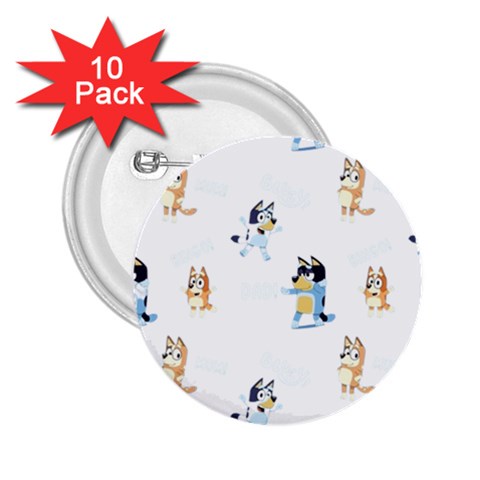 Bluey, Bluey merch, Bluey pattern, Bluey Bluey, bingo, Bluey design, bluey dog 2.25  Buttons (10 pack)  from ArtsNow.com Front
