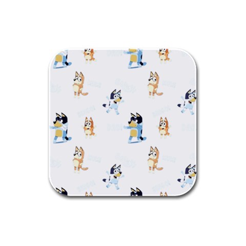 Bluey, Bluey merch, Bluey pattern, Bluey Bluey, bingo, Bluey design, bluey dog Rubber Square Coaster (4 pack) from ArtsNow.com Front