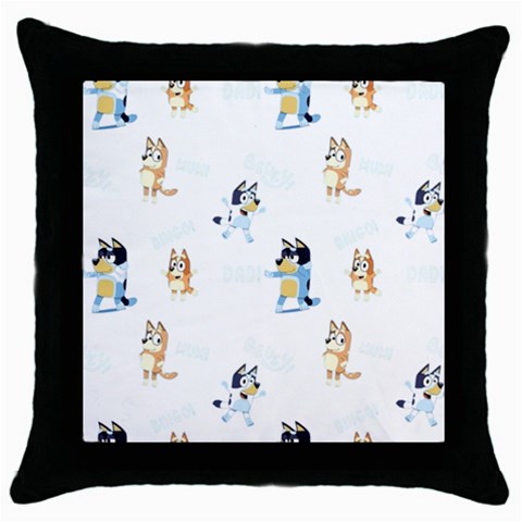 Bluey, Bluey merch, Bluey pattern, Bluey Bluey, bingo, Bluey design, bluey dog Throw Pillow Case (Black) from ArtsNow.com Front