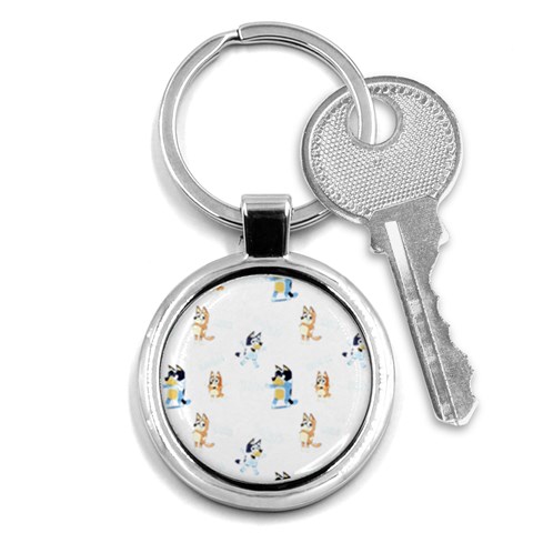 Bluey, Bluey merch, Bluey pattern, Bluey Bluey, bingo, Bluey design, bluey dog Key Chain (Round) from ArtsNow.com Front