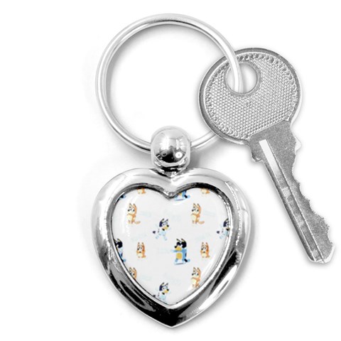 Bluey, Bluey merch, Bluey pattern, Bluey Bluey, bingo, Bluey design, bluey dog Key Chain (Heart) from ArtsNow.com Front