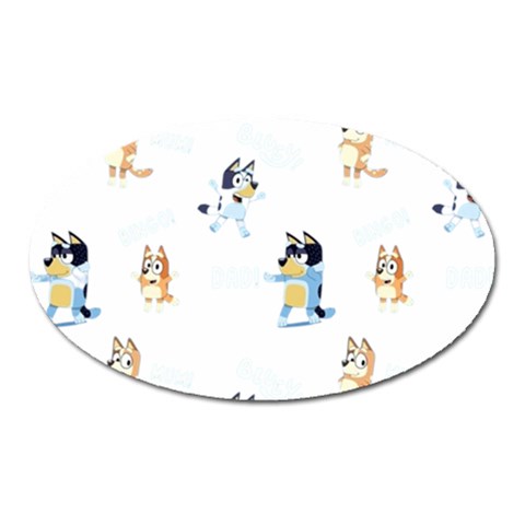 Bluey, Bluey merch, Bluey pattern, Bluey Bluey, bingo, Bluey design, bluey dog Oval Magnet from ArtsNow.com Front
