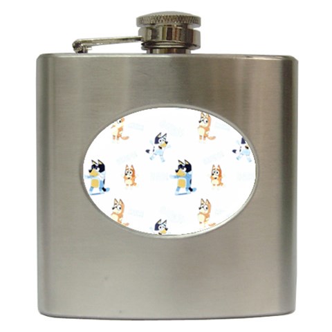 Bluey, Bluey merch, Bluey pattern, Bluey Bluey, bingo, Bluey design, bluey dog Hip Flask (6 oz) from ArtsNow.com Front