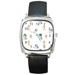 Bluey, Bluey merch, Bluey pattern, Bluey Bluey, bingo, Bluey design, bluey dog Square Metal Watch Bluey, Bluey merch, Bluey pattern, Bluey Bluey, bingo, Bluey design, bluey dog Square Metal Watch