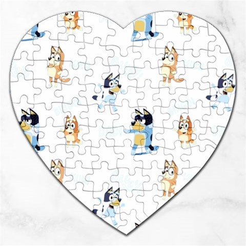 Bluey, Bluey merch, Bluey pattern, Bluey Bluey, bingo, Bluey design, bluey dog Jigsaw Puzzle (Heart) from ArtsNow.com Front